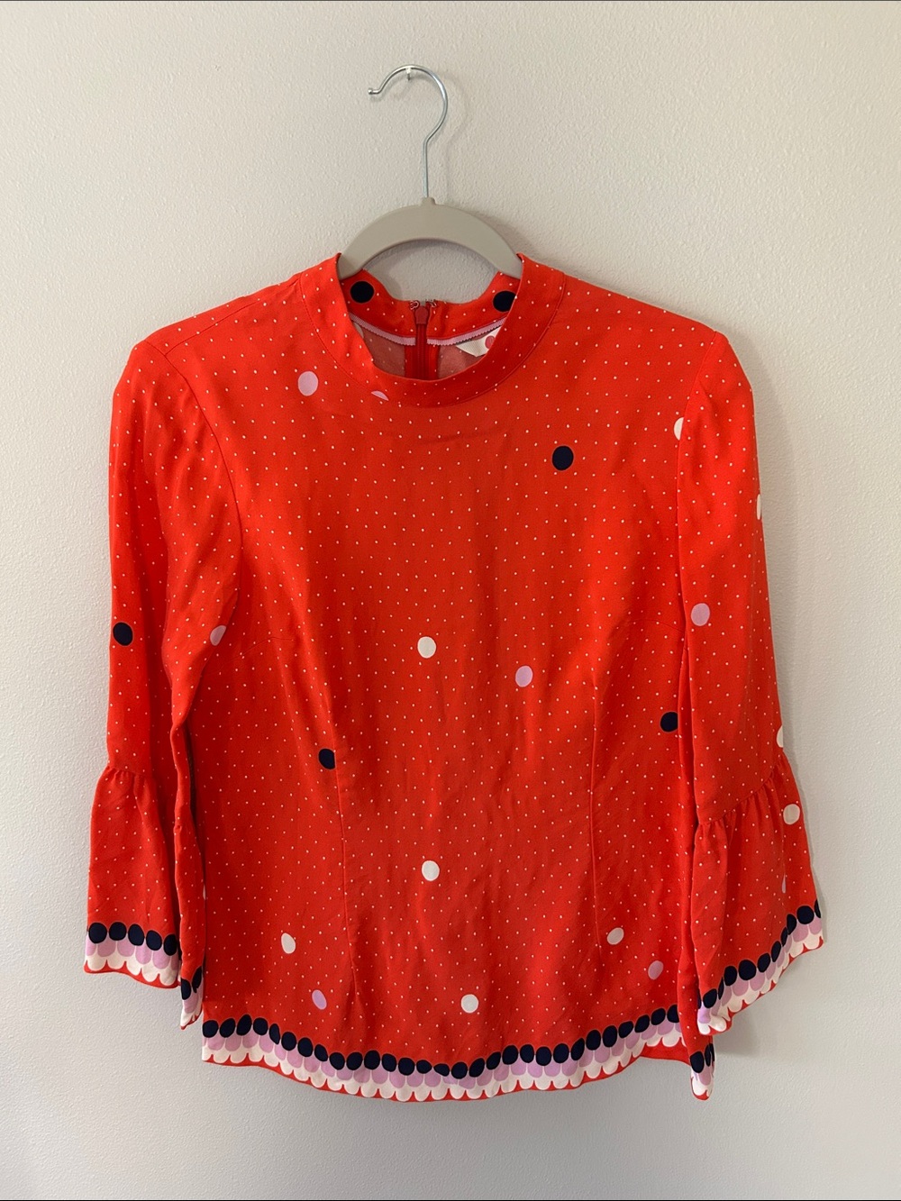 Boden Armelel red top three-quarter bell sleeves size 6